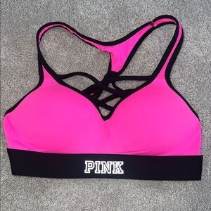 PINK Victoria's Secret Strappy Sports Bra - Bright Pink and Black